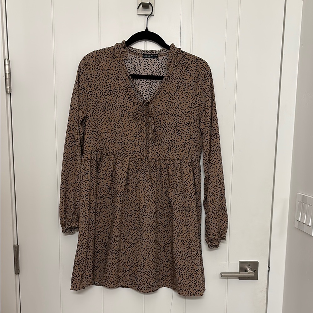 SHEIN Beige and Black Spotted Dress